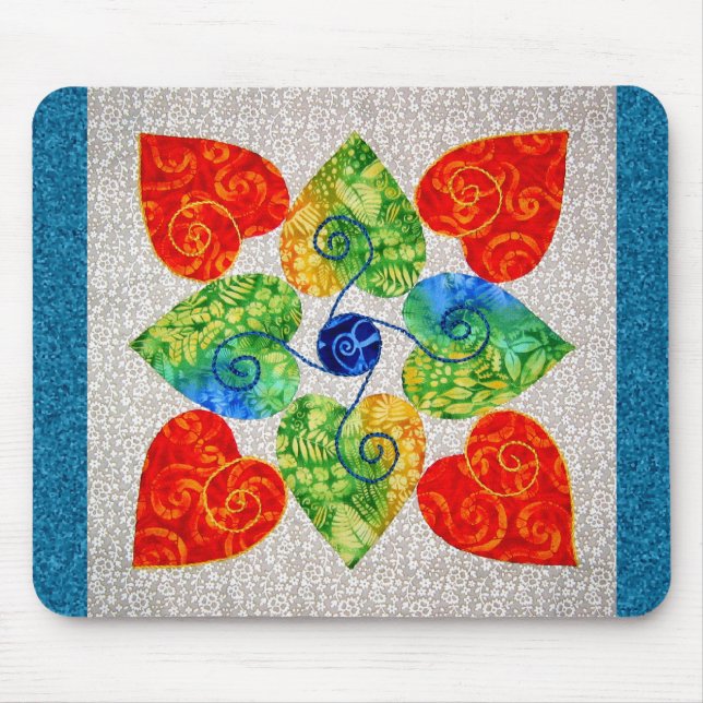 Whimsy Hearts Quilt - Block #1 Mouse Pad (Front)