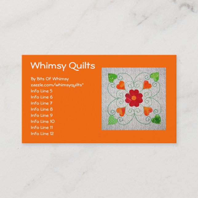 Whimsy Hearts Quilt - Block #2 Business Card (Front)