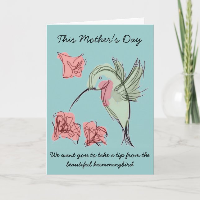 Whimsy Hummingbird Mother's Day Design Card (Front)
