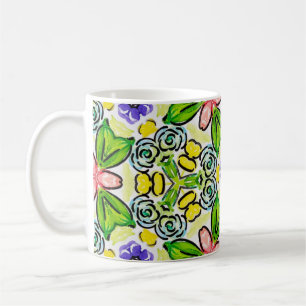 Whimsy in the garden handpainted coffee mug
