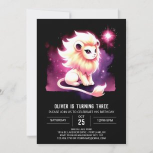 Whimsy Little Lion Birthday Invitation