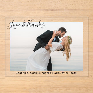 Whimsy Love and Thanks Wedding Photo Acrylic Invitations