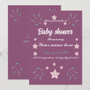 Whimsy magic elements spark pink star baby shower invitation