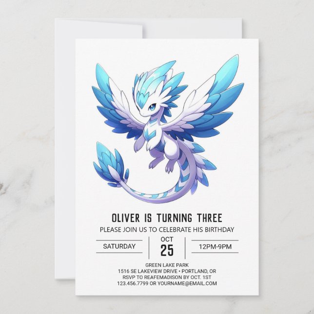 Whimsy Magical Dragon Birthday Invitation (Front)