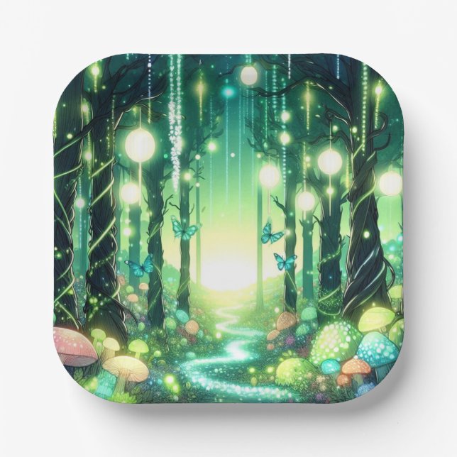 Whimsy Magical Enchanted Forest Baby Shower  Paper Plate (Front)
