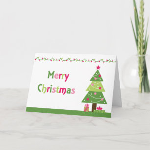 Whimsy merry christmas tree lights greeting card