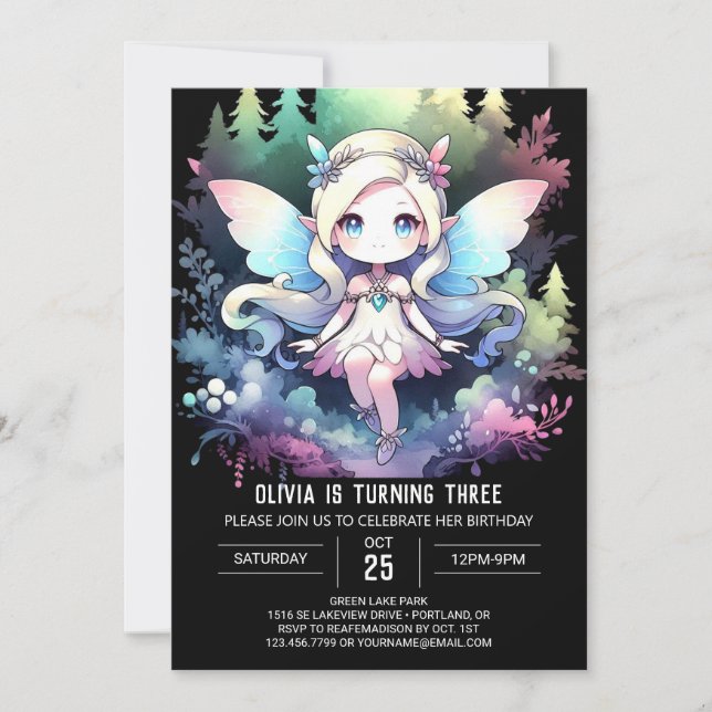 Whimsy Minimalist Fairy Birthday Invitation (Front)