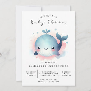Whimsy Online Whale Baby Shower Invitation