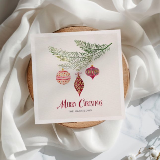 Whimsy Ornaments Merry Christmas Napkin (Creator Uploaded)