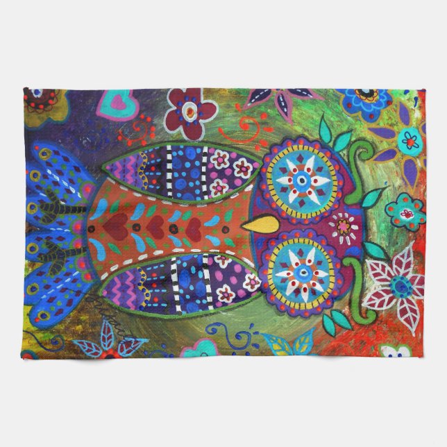 whimsy owl tea towel (Horizontal)