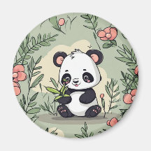 Whimsy panda bear on floral