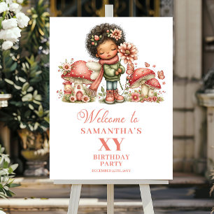 Whimsy Pink Fairy 6th Birthday Welcome Sign