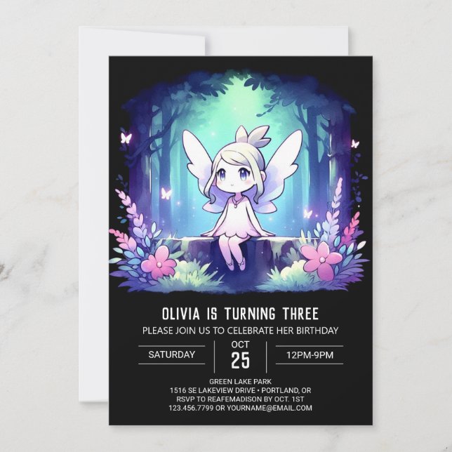 Whimsy Printable Fairy Birthday Invitation (Front)
