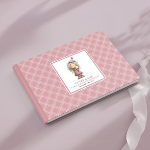 Whimsy quirky toddler girl dusty pink 4th party guest book