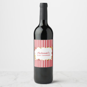 Whimsy Red Ciao Bambino Italian Pasta Baby Shower Wine Label