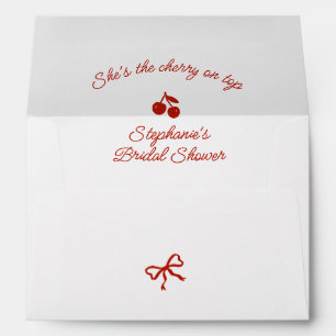 Whimsy Red She's the Cherry on Top Bridal Shower Envelope