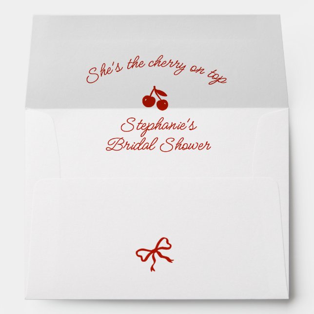 Whimsy Red She's the Cherry on Top Bridal Shower Envelope (Back (Bottom))