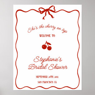 Whimsy Red She's the Cherry on Top Bridal Shower Poster