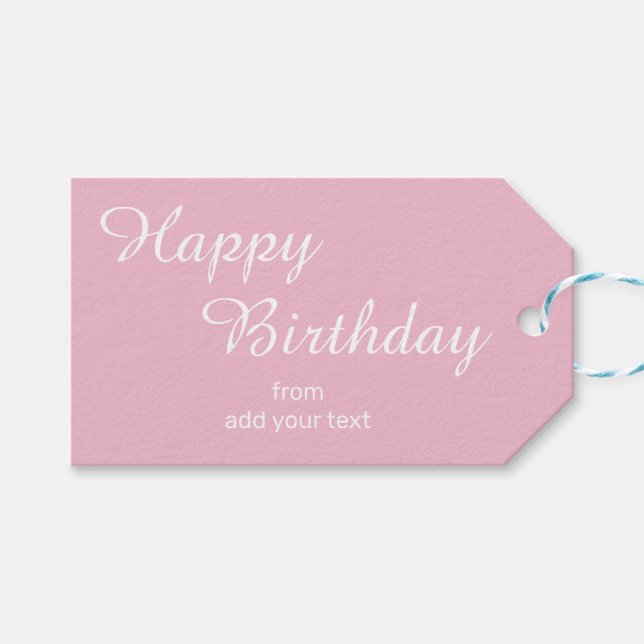 Whimsy Rose - Pink Birthday Gift Tags (Front (Horizontal))