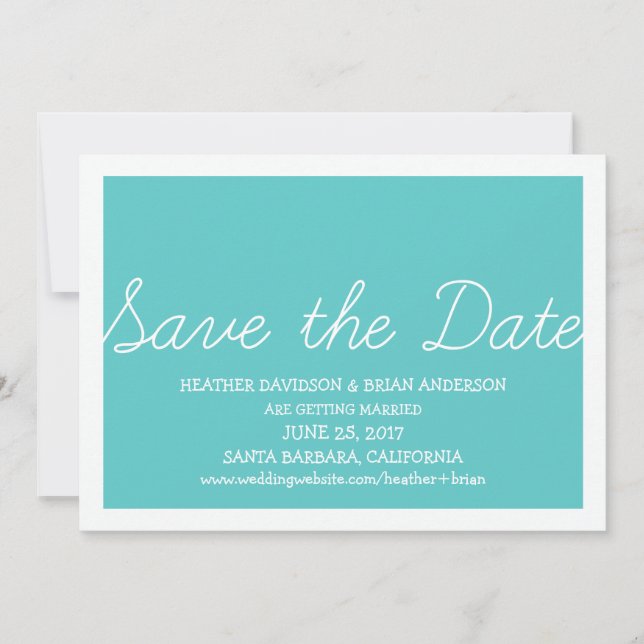 Whimsy Save the Date Invite, Turquoise Invitation (Front)