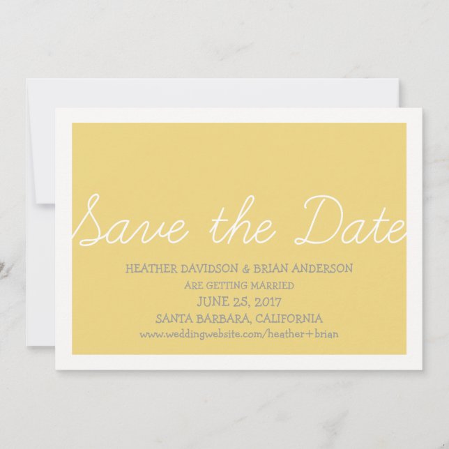 Whimsy Save the Date Invite, Yellow Invitation (Front)