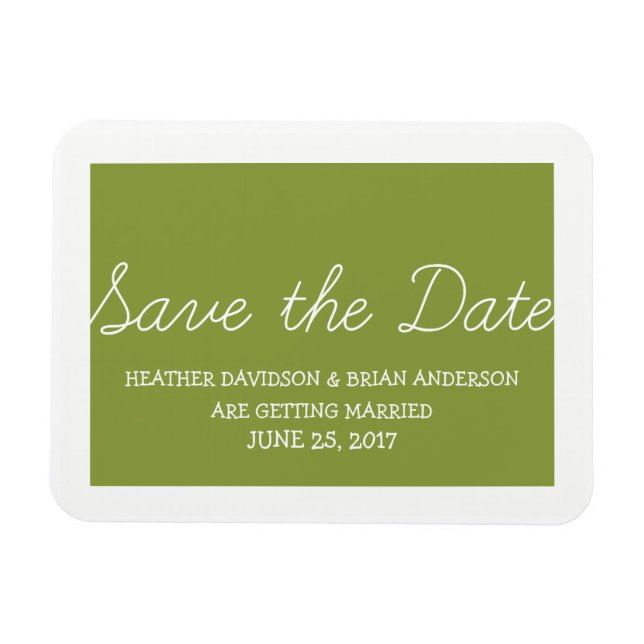 Whimsy Save the Date Magnet, Olive Green Magnet (Horizontal)
