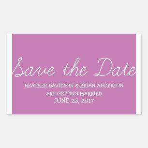 Whimsy Save the Date Stickers, Fuchsia Rectangular Sticker