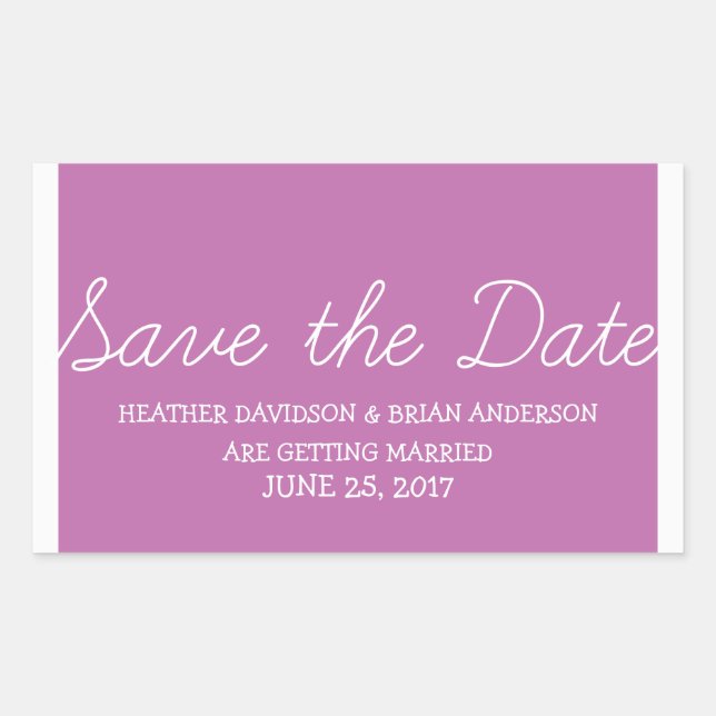 Whimsy Save the Date Stickers, Fuchsia Rectangular Sticker (Front)