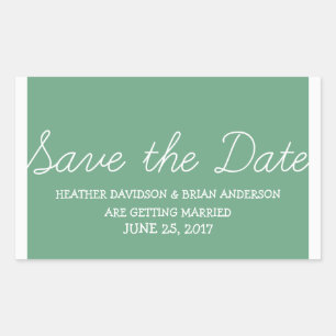 Whimsy Save the Date Stickers, Green Rectangular Sticker