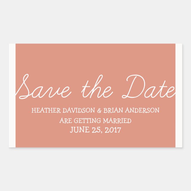 Whimsy Save the Date Stickers, Orange Rectangular Sticker (Front)