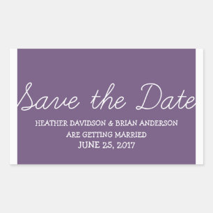 Whimsy Save the Date Stickers, Purple Rectangular Sticker