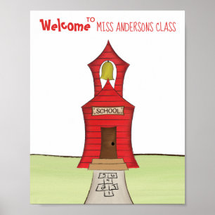 Whimsy School House with Bell Poster