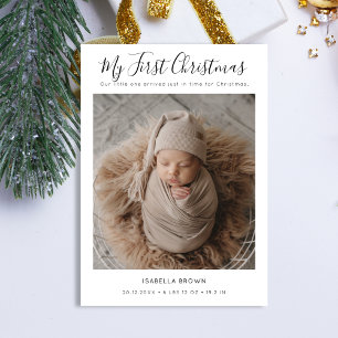 Whimsy Script Baby's First Christmas Photo Card
