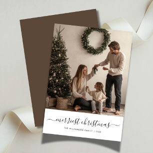 Whimsy Script Merriest Christmas Family Fun Photo Holiday Card