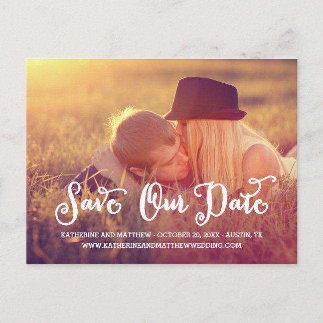 Whimsy Script | Save the Date Postcard (Front)