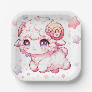 Whimsy Sheep Baby Shower Paper Plate