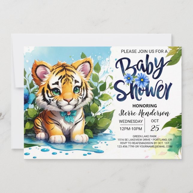 Whimsy Tiger Jungle Baby Shower Invitation (Front)