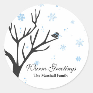 Whimsy Tree and Bird - Snowflakes Sticker