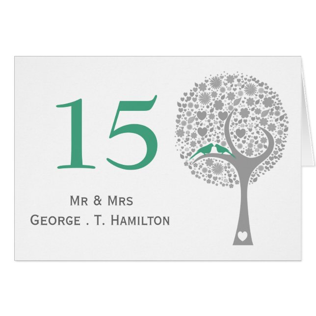 whimsy tree mint lovebirds mod table numbers (Front Horizontal)