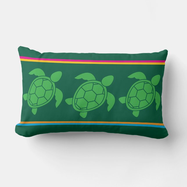 Whimsy Turtles Green Lumbar Cushion (Front)