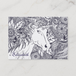 Whimsy unicorn and floral mandala design business card