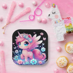 Whimsy Unicorn Baby Shower Paper Plate
