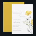 Whimsy Wildflowers Mustard Yellow Monogram Wedding Invitation<br><div class="desc">Embrace the beauty of nature with our Whimsy Wildflowers Mustard Yellow Monogram Wedding Invitation, featuring whimsical botanical designs and watercolor floral accents perfect for a boho chic celebration. This modern and minimalist design, with an elegant monogram on the back, captures the rustic charm of a meadow, making it an ideal...</div>