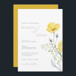 Whimsy Wildflowers Mustard Yellow Monogram Wedding Invitation<br><div class="desc">Embrace the beauty of nature with our Whimsy Wildflowers Mustard Yellow Monogram Wedding Invitation, featuring whimsical botanical designs and watercolor floral accents perfect for a boho chic celebration. This modern and minimalist design, with an elegant monogram on the back, captures the rustic charm of a meadow, making it an ideal...</div>