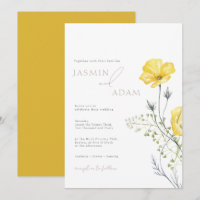 Whimsy Wildflowers Mustard Yellow Monogram Wedding