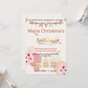 Whimsy & Wishes Cherry Blossom Balloon Birthday Invitation
