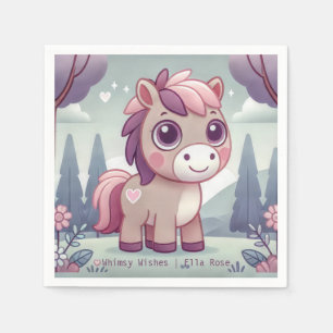 Whimsy Wishes Pink Pony Personalise Party Napkin