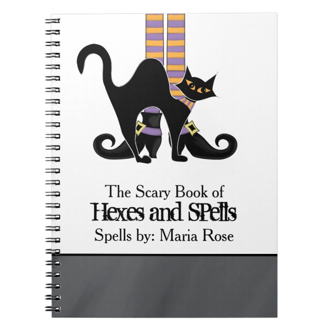 Whimsy Witch Shoes with Black Cat Notebook (Front)