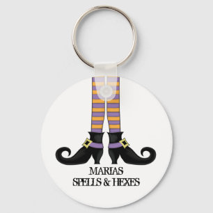 Whimsy Witch Shoes with Purple & Orange Stripe Key Ring