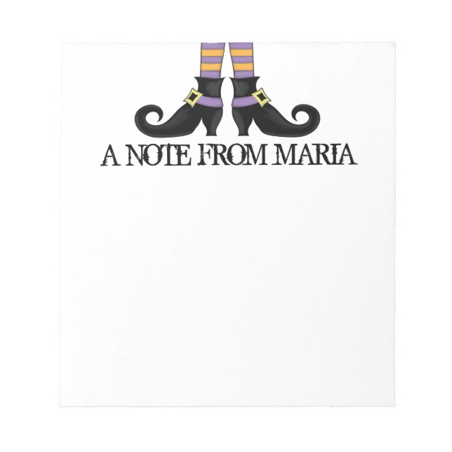 Whimsy Witch Shoes with Purple & Orange Stripe Notepad (Front)